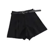 Shorts Casuais de Veludo Cotelê Plissado de Perna Larga Feminino Outono Inverno 2026 Novo Cintura Alta Petite Corte A Calça Outerwear Bootcut