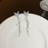 Pendientes de Borla de Mariposa Super Hada de Moda Luz de Lujo Diseño de Nicho de Gama Alta Elegantes Versátiles Largos para Mujer