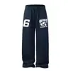 Pantalones de chándal casuales con estampado de letras azules para mujer y hombre, Pantalones de baile de jazz modernos de primavera, Pantalones deportivos de estilo holgado y relajado