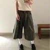 Calça Cropped Plissada Wide-Leg Estilo Retrô Americano para Homens, Estilo Nicho Tendência de Verão, Calça de Comprimento Médio com Caimento Fresco e Casual