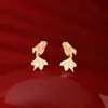 Pendientes de Alfiler Recto con Diseño de Pez Koi en Plata Pura S999, Lujo Ligero, Diseño Versátil, Pendientes Exquisitos de Estilo Chino de Gama Alta, Venta al por Mayor