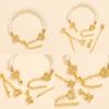 Pulseira Banhada a Cobre Ouro 18K Verdadeiro Micro Diamante Fecho Lagosta Acessórios para Cabeça Ouro Branco Fileira Dupla Pérola Espiral Corrente Extensora Fecho