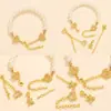 Pulsera con Chapado de Cobre Oro Real de 18K Hebilla de Pinza de Langosta Cabezal Oro Blanco Micro Diamante Doble Fila Espiral de Perla Cadena de Extensión Hebilla Accesorios