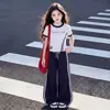 Conjunto de Dos Piezas para Niñas de Verano: Camiseta Elegante y Moderna y Pantalones Deportivos de Secado Rápido para Niños Mayores