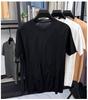 Camiseta de Punto de Manga Corta Ajustada con Cuello Redondo, Jacquard de Seda Helada de Verano para Hombre, Moda Tendencia, Estilo Retro Japonés