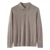 Nuevo Suéter de Punto para Otoño/Invierno 100% Lana Fina con Cuello Polo, Manga Larga para Hombre 2026 Color Sólido Holgado de Lana
