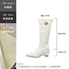 Botas largas de tacón grueso y punta cuadrada estilo francés para mujer, nuevo modelo otoño e invierno 2026, con cremallera trasera, botas ajustadas estilo británico, botas de montar hasta la rodilla