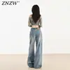 Jeans de Mujer de Color Claro 2025 Tendencia Nuevo Verano para Mujer Estilo Retro Americano Desgastados Holgados de Pierna Ancha