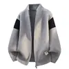 26 Novo Cardigan Jaqueta Masculina Outono/Inverno, Suéter Gola Alta Meia com Zíper, Casaco Suéter Engrossado, Jaqueta com Gola Reversível