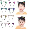 Accesorios Europeos y Americanos para el Cabello de Doble Cara con Lentejuelas Orejas de Gato Diadema de Tela para Niños Diadema Negra de Franela con Lentejuelas