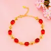 Exquisito Pulsera de Arena Dorada con Calcedonia Verde Imitación, Joyería de Imitación de Rubí de Moda para Mujeres, Popular en Transmisiones en Vivo de Tiktok y Plataformas de Micronegocios