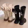 Botas Altas Largas de Niña con Lazo de Mariposa 2026 Otoño/Invierno Nuevo Estilo Botas Altas Largas para Niña Botas de Princesa Botas Altas de Cuero Negro con Felpa