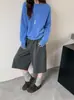 MalvaviscoNiebla Cepillado~Lana Cachemir Cuello Redondo Manga Larga Tejido Superior para Mujer Otoño Invierno Versátil Suéter Superior