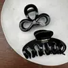 Nuevo Pasador Negro de Alta Gama para Mujer, Pinza de Tiburón Hecha a Mano con Etiqueta Dorada de Letra, Pasador Sencillo en la Parte Posterior de la Cabeza, Grande Elegante