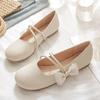 Zapatos Mary Jane 2024 Primavera y Verano Versátiles Zapatos Planos Bajos para Combinar con Faldas Mocasines de Talla Grande para Mujer Tacón Plano