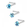 Piercing de nariz de acero inoxidable, barra recta, barra en L, barra en forma de 5, joyería de nariz con circonita de colores, accesorios de piercing de corazón y pentagrama, nuevo modelo transfronterizo