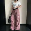 Calça pantalona listrada casual retrô americana de perna reta para homens e mulheres, cintura elástica, corte solto, cordão, calça longa esportiva, moderna
