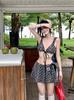 Novo Maiô de Bolinhas 2025 Feminino Sexy Bikini Conjunto de Três Peças Super Revelador Sexy Maiô de Luxo