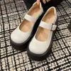 Sapatos Mary Jane para Mulheres 2025 Novos Bico Largo Sola Grossa Estilo Preppy Jk Sapatos Pequenos de Couro Sapatos Rins de Porco Sapatilhas de Salto Grosso
