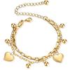 Pulseira Multicamadas Versátil Personalizada Europeia e Americana Mais Vendida Transfronteiriça Coração Contas Redondas Brilhantes Aço Inoxidável Logotipo a Laser Atacado