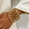 Pulsera de Hierro Exagerada con Patrón Calado Metálico con Forma, Conjunto de Pulseras de Alambre Personalizadas, Pulsera de Alambre
