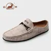 Zapatos casuales para hombre de piel de vaca de primera capa marca Ram, suela suave, antideslizantes, transpirables, mocasines slip-on de cuero genuino para hombre