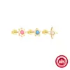 Pendientes de Plata de Ley S925 Redondos Coloridos Ojo de Buey Australiano Diamante Pendientes Set Venta Caliente Europea y Americana Pendientes de Alta Gama