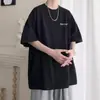 Camiseta de Verano Simple de Manga Corta para Hombre de Cinco Puntas Marca de Moda Estilo Nuevo Pesado Juventud Holgada Hombro Normal Top de Media Manga