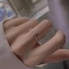Quadrado S925 Sterling Silver Butterfly Anel de Dupla Camada Anel de Diamante Flash de Luxo Feminino Simples Moda Estilo Frio Anel Aberto