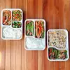 Caja de Comida Biodegradable Estilo Americano de Bagazo Pulpa Desechable Empaque de Vajilla Protección Ambiental Caja de Comida de Tres o Cuatro Compartimentos para Llevar