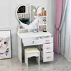 Tocador minimalista moderno para dormitorio, tocador pequeño con espejo para apartamentos de alquiler, escritorio de maquillaje de princesa