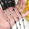 Cadenas de cuentas DIY, cadenas con borlas de trébol de cuatro hojas chapadas en metal, accesorios de cuentas para ropa, venta al por mayor