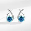 Pendientes de imitación de moissanita con forma de cruz de diamante de 1 quilate, con forma de bolsa redonda, para mujer, venta al por mayor