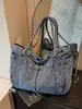 Bolso Casual de Lona, Bolso de Hombro de Mezclilla para Mujer, Bolso de Mano Casual de Gran Capacidad Estilo Japonés, Bolso de Tela Ligero de Moda para Mujer