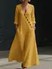 Casual Europeu e Americano 2026 Novo Feriado Amazon Independente Vestido Longo Cruzamento Outono e Inverno Feminino Decote V Roupas