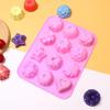 Ponto de fábrica 12 até mesmo flores bebê suplemento alimentar molde doméstico de alta temperatura esmola de grau alimentício bolo ferramenta de moagem de silicone