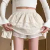 Falda de encaje tipo pastel, colección de primavera para mujer, nuevo estilo 2025, falda corta de línea A, cintura alta, falda acampanada