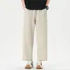 Ropa para Hombre Casa de Arce / Nuevos Pantalones Rectos Holgados Bicolor Texturizados con Aspecto de Lino Estilo High Street Americano Old Money para Primavera/Otoño