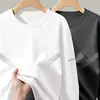 [230g] Camiseta de manga larga para hombre, corte holgado, cuello redondo, adecuada para primavera y otoño, capa interior fina, camiseta básica versátil