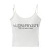 Camisola estilo americano com letras para meninas quentes, feminina, verão, nova, justa, sem mangas, uso interno e externo, top curto, moderno