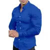 Camisa Nueva de Manga Larga para Hombre Otoño Primavera Cross Europe Estampado 3D Casual de Negocios Sin Planchar Color Sólido Camisa con Cuello