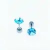Brincos de Pino com Disco Redondo em Aço Titânio 316 Europeus e Americanos Transfronteiriços com Zircônias Coloridas, Piercings para Hélice Auricular, Joias para Orelha Venda Direta Atacado