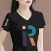 Camiseta de manga corta con excedente de comercio exterior transfronterizo para madres de mediana edad, top de verano para mujer, holgado y adelgazante