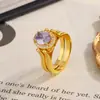 Anillo para el Dedo con Doble Anillo Doble Diamante Abierto para Mujer 2024 Nuevo Anillo Ligero de Lujo Regalo