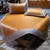 Conjunto de Três Peças de Tapete de Rattan Dobrável de Artemísia Lado Duplo 1,8m Cama Pode Dormir Nu Verão Tapete de Seda Gelada Tapete Macio Dropshipping