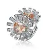 Nuevo Anillo Grande de Flor Ovalada de Zircón con Piedra Preciosa de Color Exagerada de Alta Resistencia de Amazon para Mujer Anillo de Lujo Ligero de Alta Gama Comercio Exterior