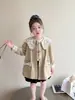 Gabardina para Niñas 2026 Otoño Nueva Moda Estilo Coreano Holgada Cuello de Encaje Abrigo de Longitud Media para Niños