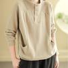 Sudadera Cálida con Cuello Medio Abotonado para Mujer, Diseño Holgado Estilo Coreano, Bolsillo, Top Casual Versátil para el Uso Diario
