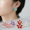 Pendientes de Acero Inoxidable con Flor Pequeña Personalizada Transfronterizos Europeos y Americanos, Goteo de Aceite, Puntos Dorados de Flores de Verano, Lindos Accesorios de Pendientes de Lujo Ligero, Regalo