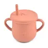 Taza de silicona para snacks infantiles resistente a caídas, portátil, con asa binaural, con Taza de Snacks para Bebé